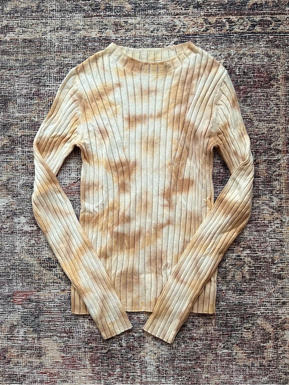 Maria Cher Tie Dye Cotton Ribbed Long Sleeve Tee